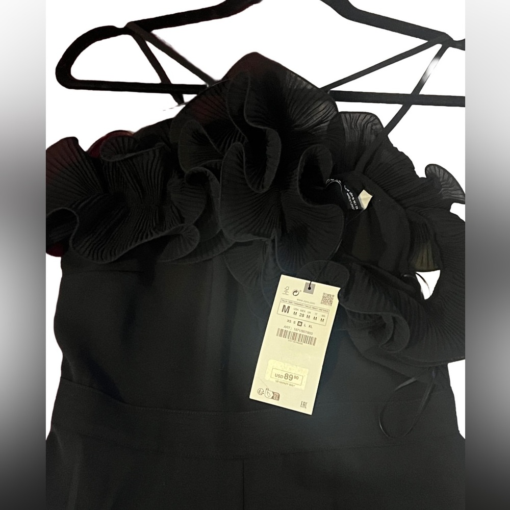 Zara Black Ruffled Jumpsuit
